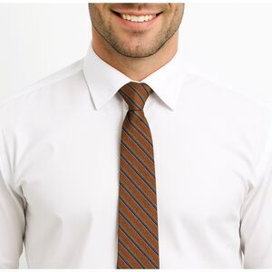 Vintage Tango Men's Russet Brown Navy Olive Diagonal Pinstripe 100% Silk Tie